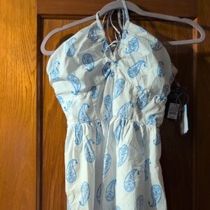 Universal Thread Halter Dress with Blue Paisley Design